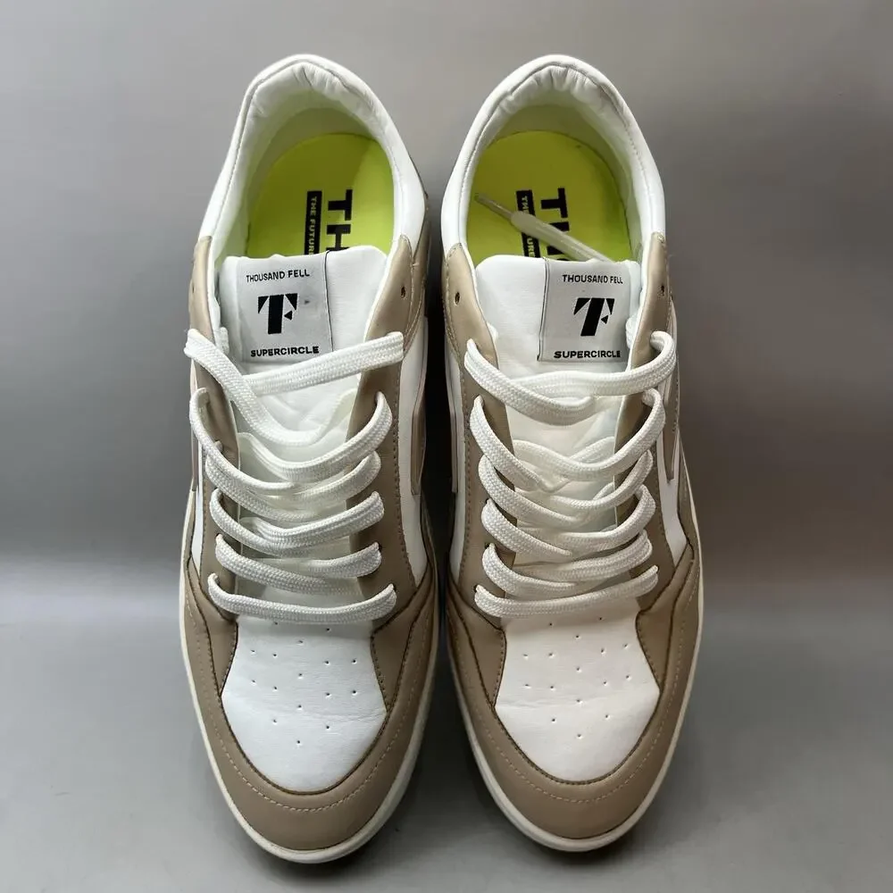Thousand Fell Court Lace Up Shoes Men Size 9.5 White Brown Comfort Low Sneakers